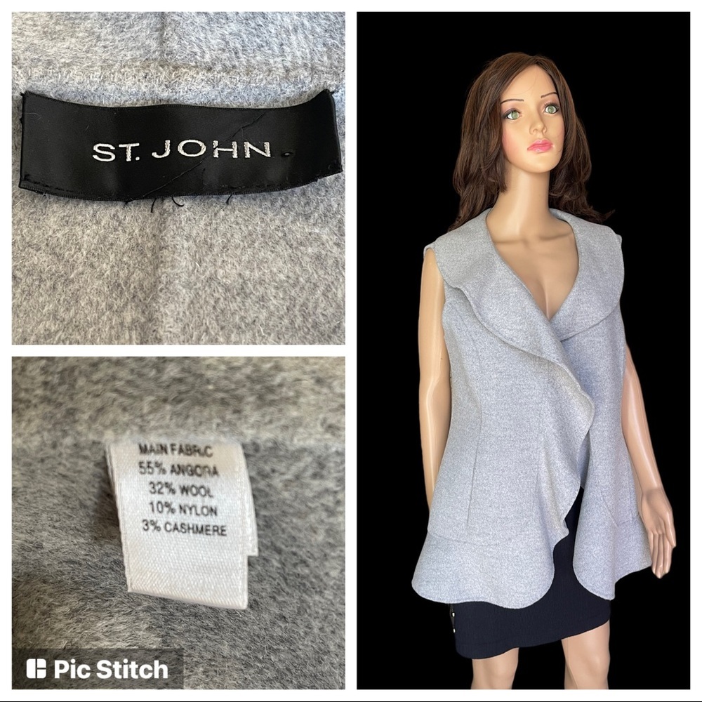 St. John Angora Cardigan Grey Vest Size 12